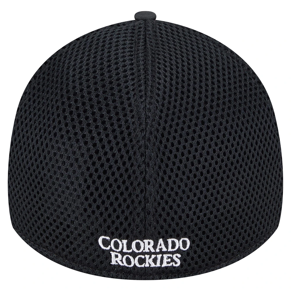 Men's New Era Black Colorado Rockies Subtle Camo 39THIRTY Flex Hat