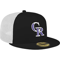 Casquette de camionneur ajustée 59FIFTY Colorado Rockies noire New Era pour homme