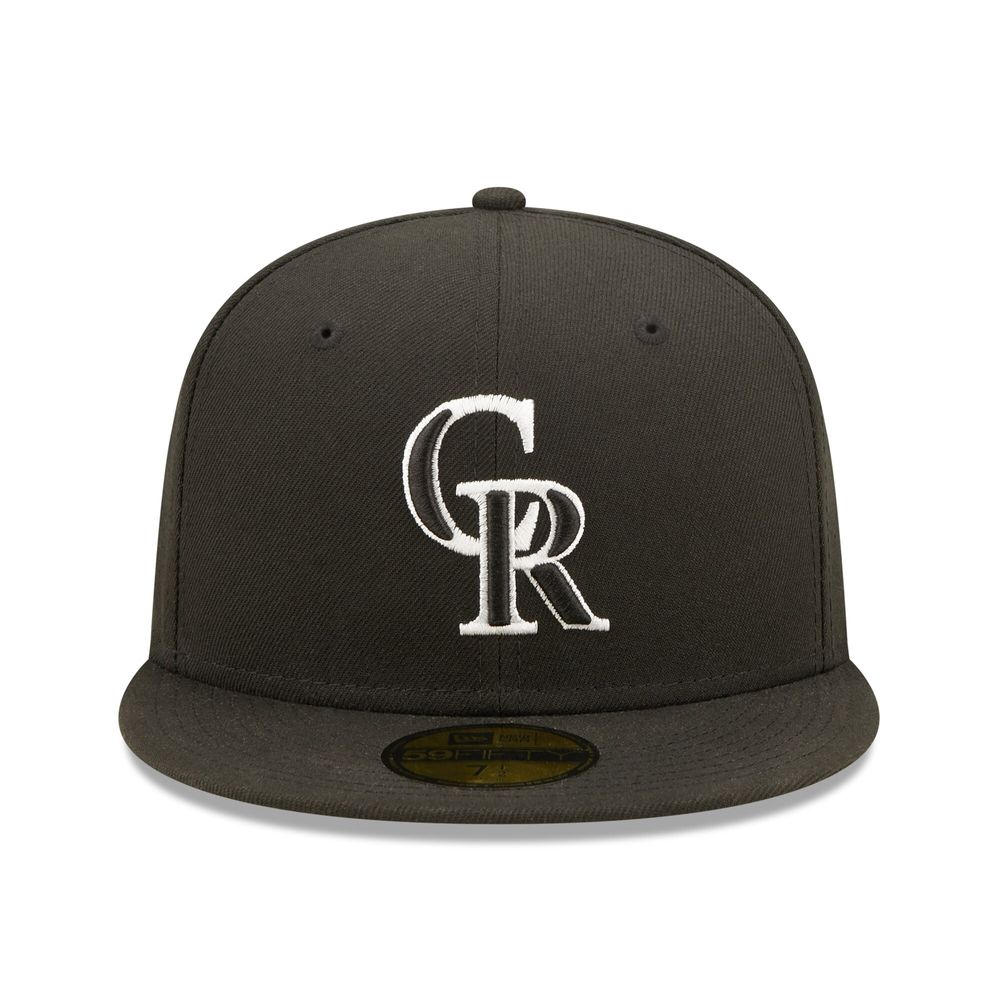 Men's New Era Black Colorado Rockies Team Logo 59FIFTY Fitted Hat