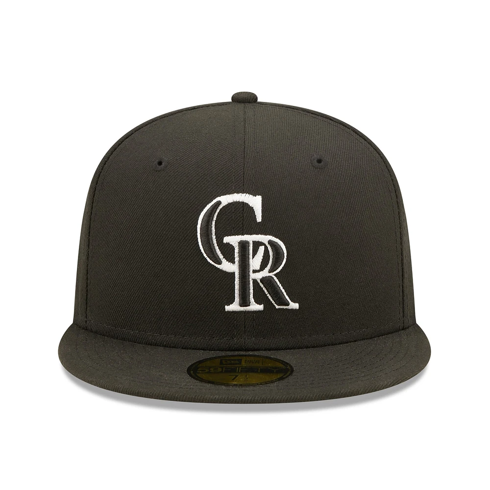 Casquette ajustée 59FIFTY avec logo noir Colorado Rockies Team New Era pour homme