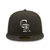 Casquette ajustée 59FIFTY avec logo noir Colorado Rockies Team New Era pour homme
