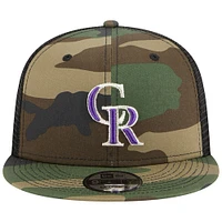 Men's New Era Camo Colorado Rockies Woodland Camo Trucker 9FIFTY Snapback Hat