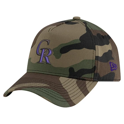 Men's New Era Camo Colorado Rockies Woodland Team Pop 9FORTY A-Frame Adjustable Hat