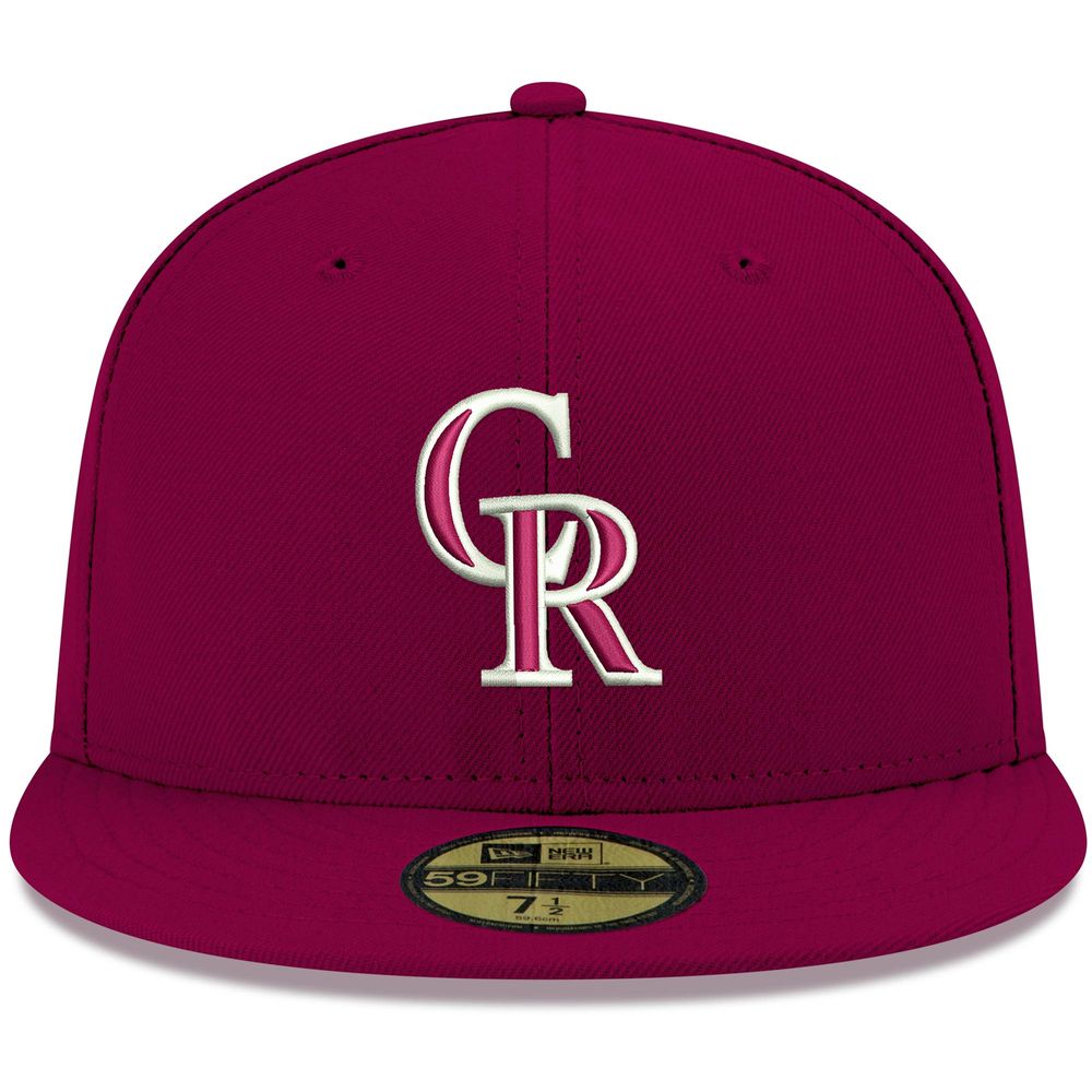 Men's New Era Cardinal Colorado Rockies White Logo 59FIFTY Fitted Hat