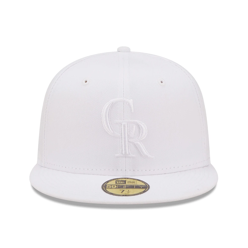 Men's New Era Colorado Rockies White on 59FIFTY Fitted Hat