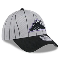 Men's New Era  Gray/Black Colorado Rockies 2025 Batting Practice 39THIRTY Flex Hat