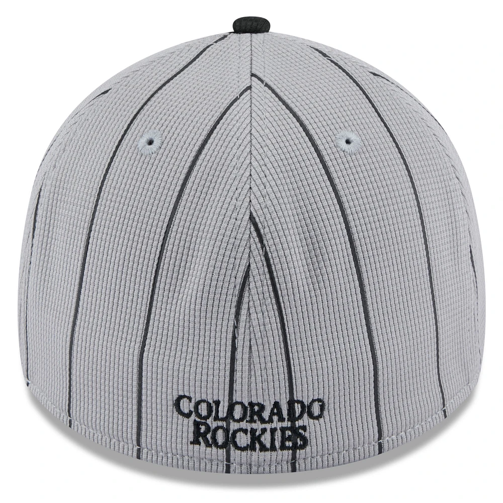 Men's New Era  Gray/Black Colorado Rockies 2025 Batting Practice 39THIRTY Flex Hat