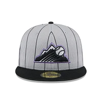 Men's New Era  Gray/Black Colorado Rockies 2025 Batting Practice 59FIFTY Fitted Hat