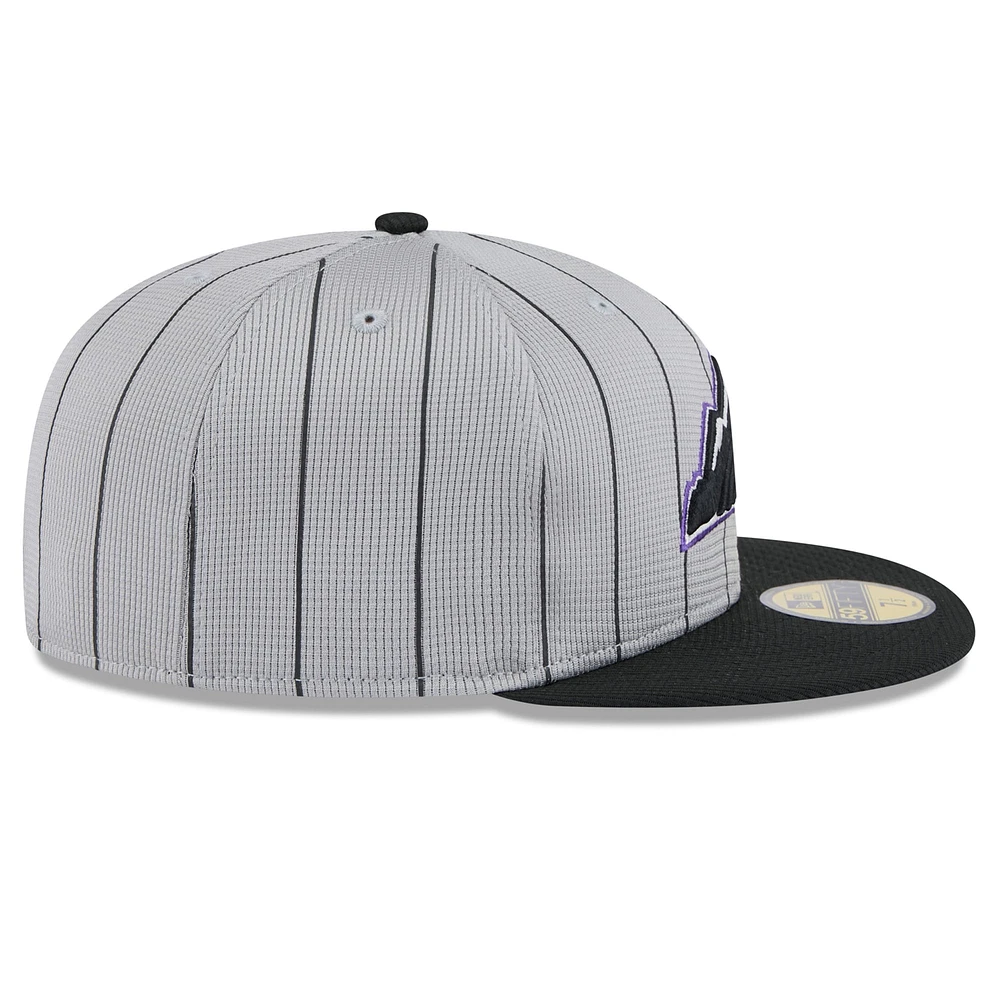 Men's New Era  Gray/Black Colorado Rockies 2025 Batting Practice 59FIFTY Fitted Hat