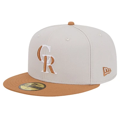 Pack de couleurs bicolores 59FIFTY New Era pour hommes, kaki/marron, Colorado Rockies, casquette ajustée