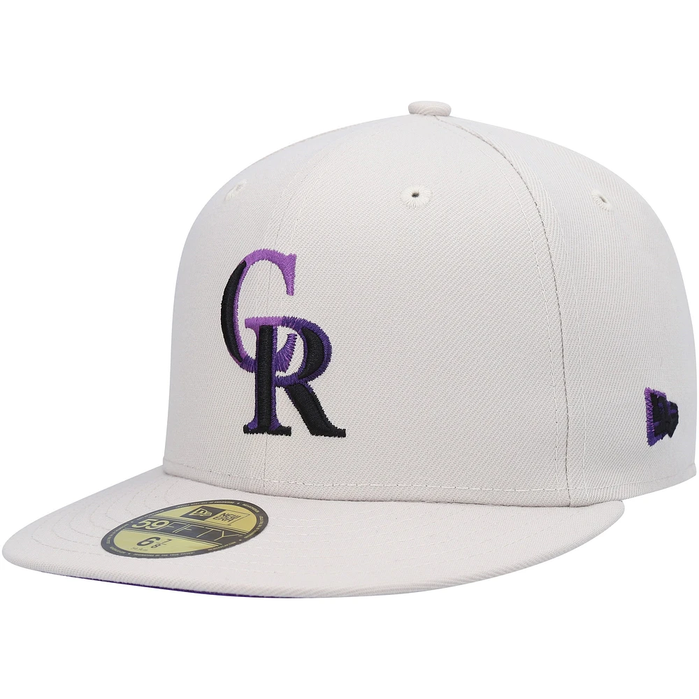 Casquette ajustée 59FIFTY avec sous-visière grise New Era Colorado Rockies Stone pour homme