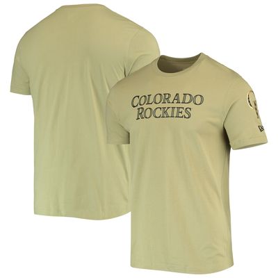 Men's New Era Olive Colorado Rockies Brushed Armed Forces T-Shirt