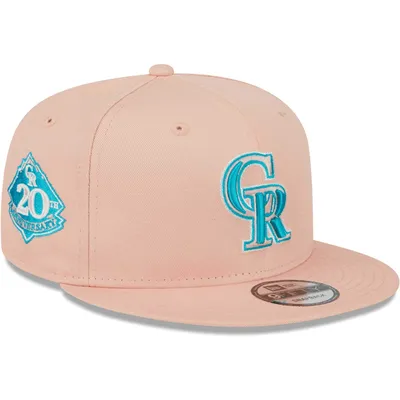 Casquette Snapback 9FIFTY Colorado Rockies Sky Aqua Undervisor New Era pour homme avec rose