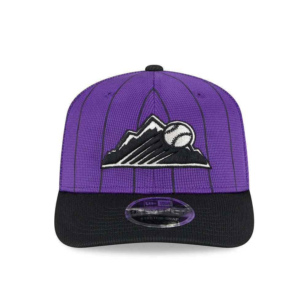 Men's New Era  Purple/Black Colorado Rockies 2025 Batting Practice 9SEVENTY Stretch-Snap Trucker Hat