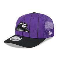 Men's New Era  Purple/Black Colorado Rockies 2025 Batting Practice 9SEVENTY Stretch-Snap Trucker Hat