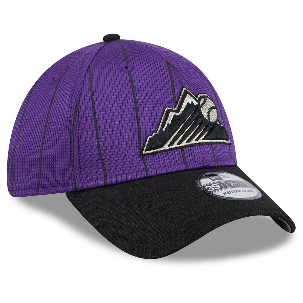 Casquette flexible 39THIRTY pour hommes des Colorado Rockies 2024 New Era entraînement au bâton