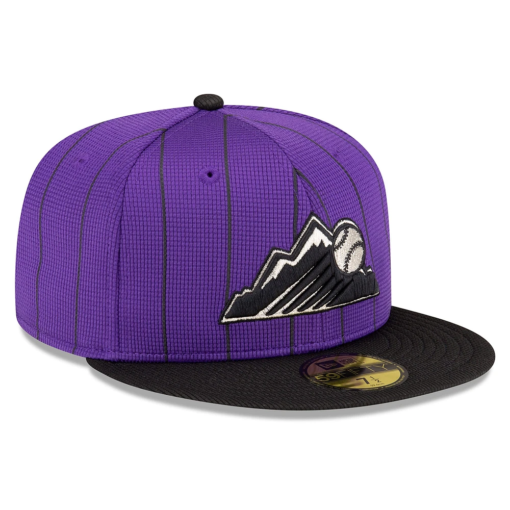 Men's New Era  Purple Colorado Rockies 2025 Batting Practice 59FIFTY Fitted Hat