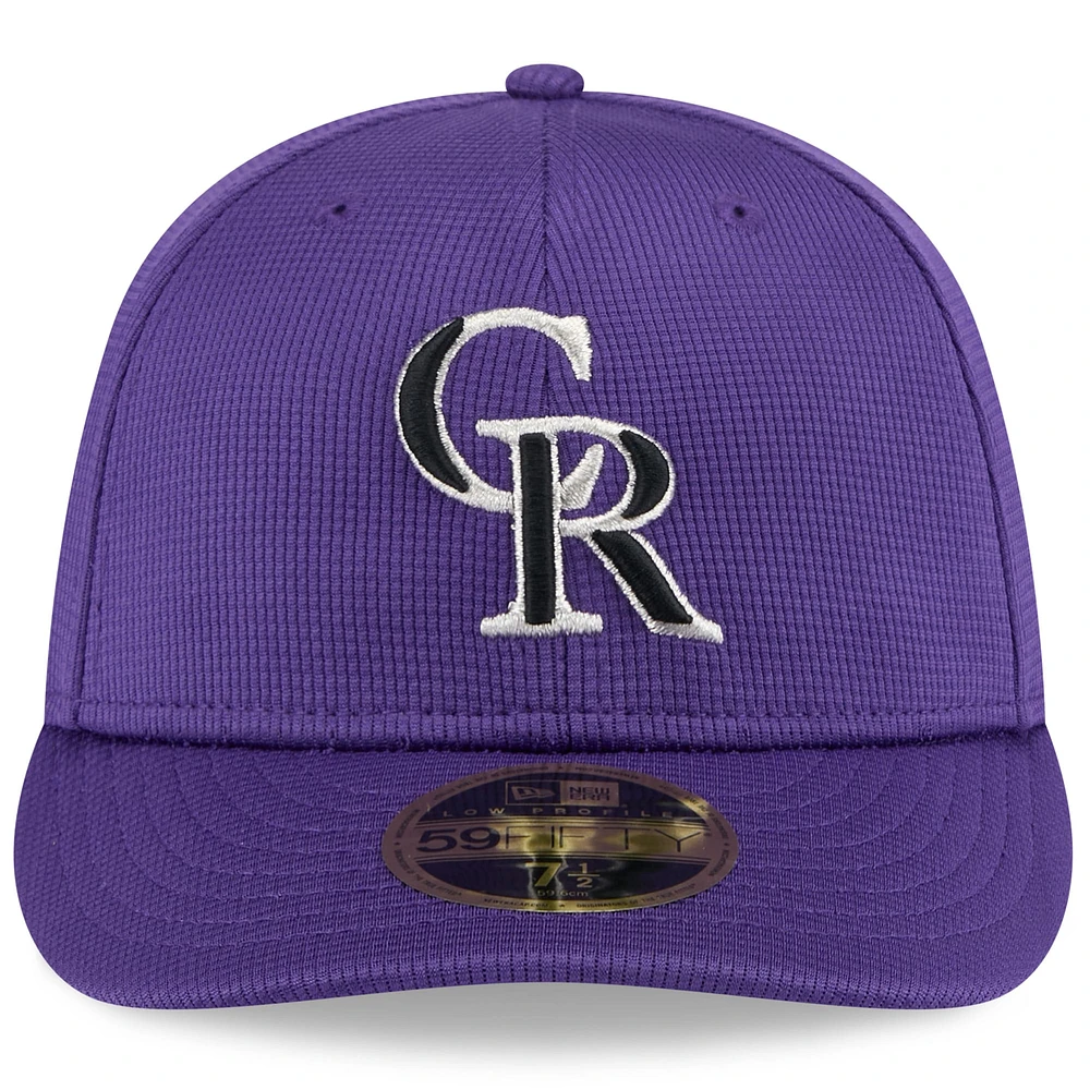 Casquette ajustée à profil bas 59FIFTY des Colorado Rockies de New Era pour homme, violet, collection printemps 2025