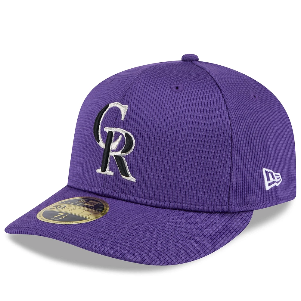 Casquette ajustée à profil bas 59FIFTY des Colorado Rockies de New Era pour homme, violet, collection printemps 2025