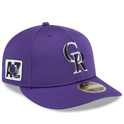 Casquette ajustée à profil bas 59FIFTY des Colorado Rockies de New Era pour homme, violet, collection printemps 2025