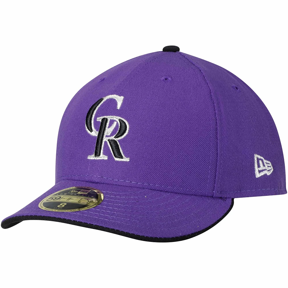 Casquette ajustée 59FIFTY à profil bas pour homme Colorado Rockies Alternate 2 Authentic Collection New Era pourpre