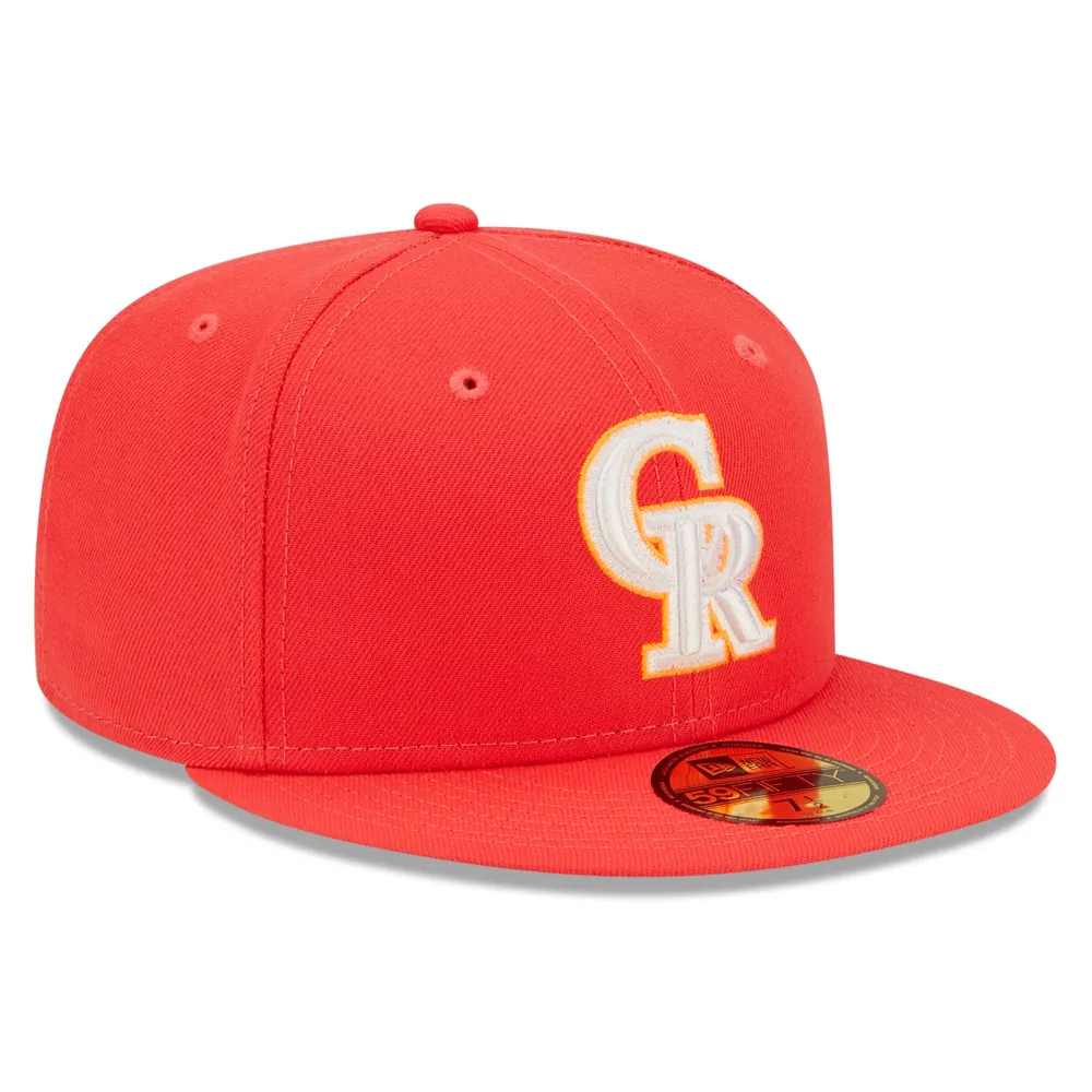 Casquette ajustée 59FIFTY avec logo Colorado Rockies Lava Highlighter pour homme New Era rouge