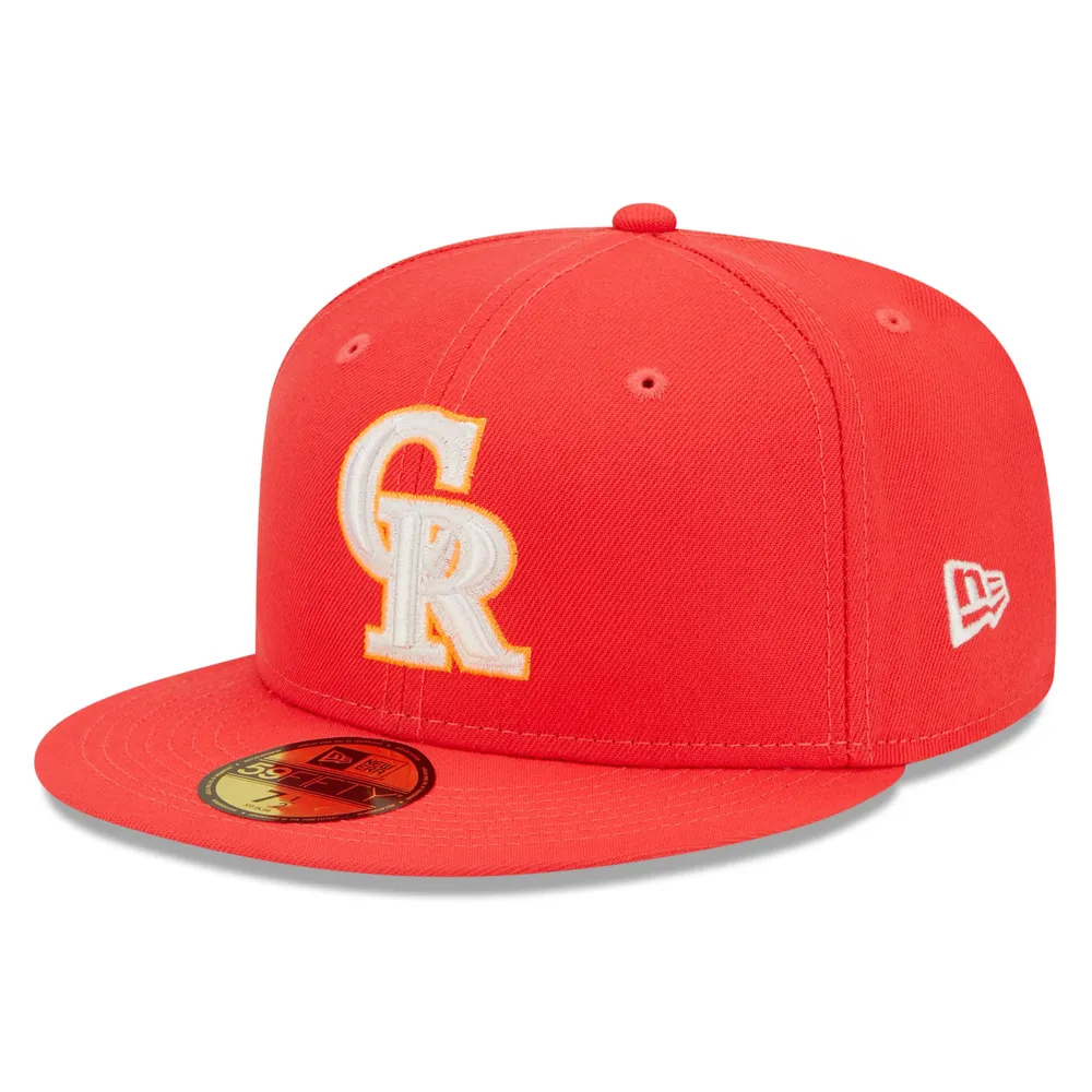 Casquette ajustée 59FIFTY avec logo Colorado Rockies Lava Highlighter pour homme New Era rouge