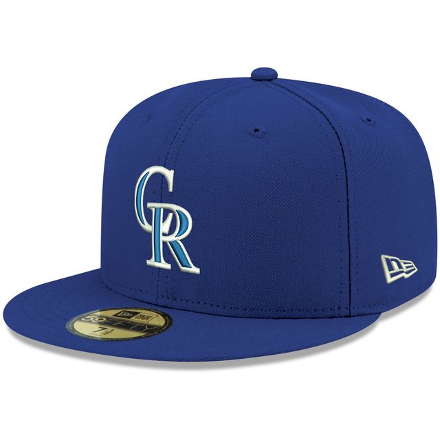 Casquette ajustée 59FIFTY blanche avec logo Royal Colorado Rockies pour homme New Era