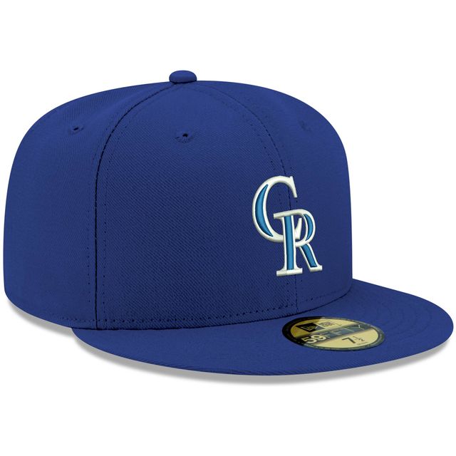 Casquette ajustée 59FIFTY blanche avec logo Royal Colorado Rockies pour homme New Era