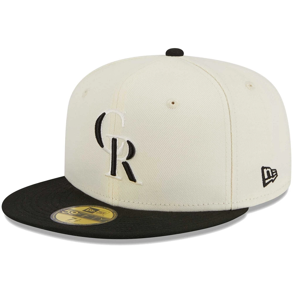 Casquette ajustée 59FIFTY Colorado Rockies Chrome pour homme New Era Stone/Black