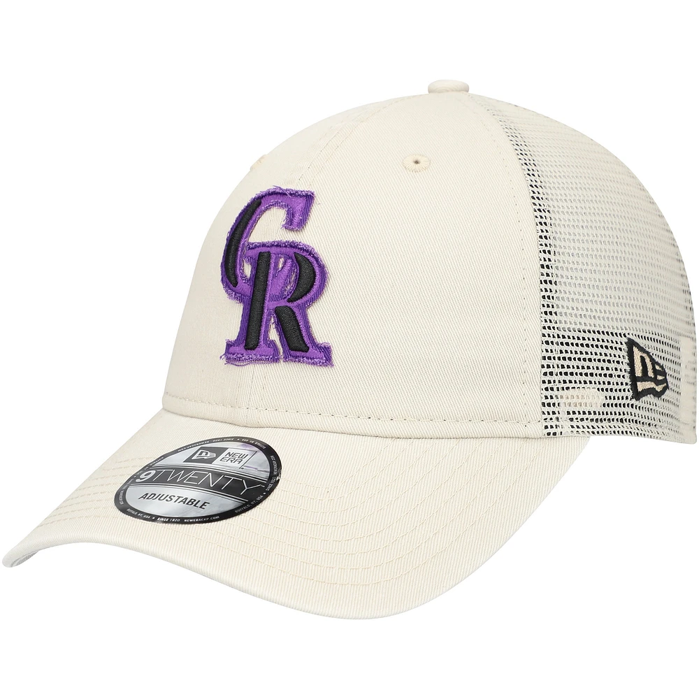 Men's New Era Stone Colorado Rockies Game Day 9TWENTY Adjustable Trucker Hat