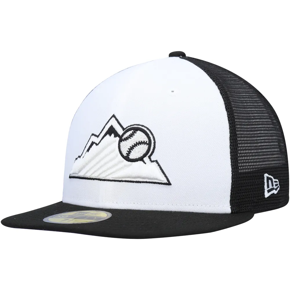 Colorado Rockies Black and White 59FIFTY Black New Era Fitted Hat