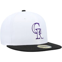 Men's New Era White/Black Colorado Rockies Optic 59FIFTY Fitted Hat