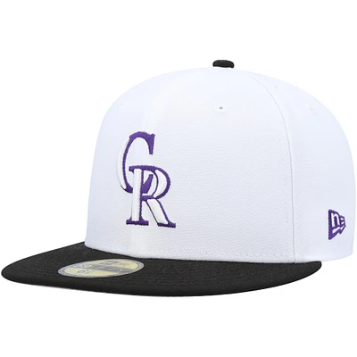 Casquette ajustée 59FIFTY Colorado Rockies Optic pour homme New Era, blanche/noire