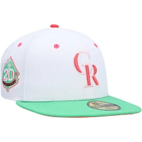 Men's New Era White/Green Colorado Rockies 20th Anniversary Watermelon Lolli 59FIFTY Fitted Hat