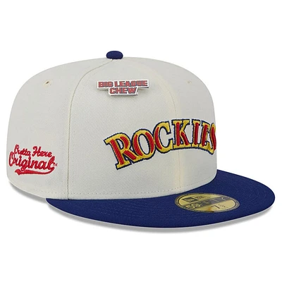 Casquette ajustée 59FIFTY Big League Chew Original des Colorado Rockies New Era pour hommes, blanche