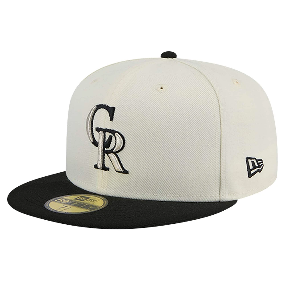 Men's New Era White Colorado Rockies Chrome 59FIFTY Fitted Hat