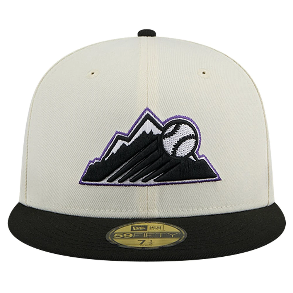 Casquette ajustée 59FIFTY New Era pour hommes, Colorado Rockies Mountain Chrome, blanche