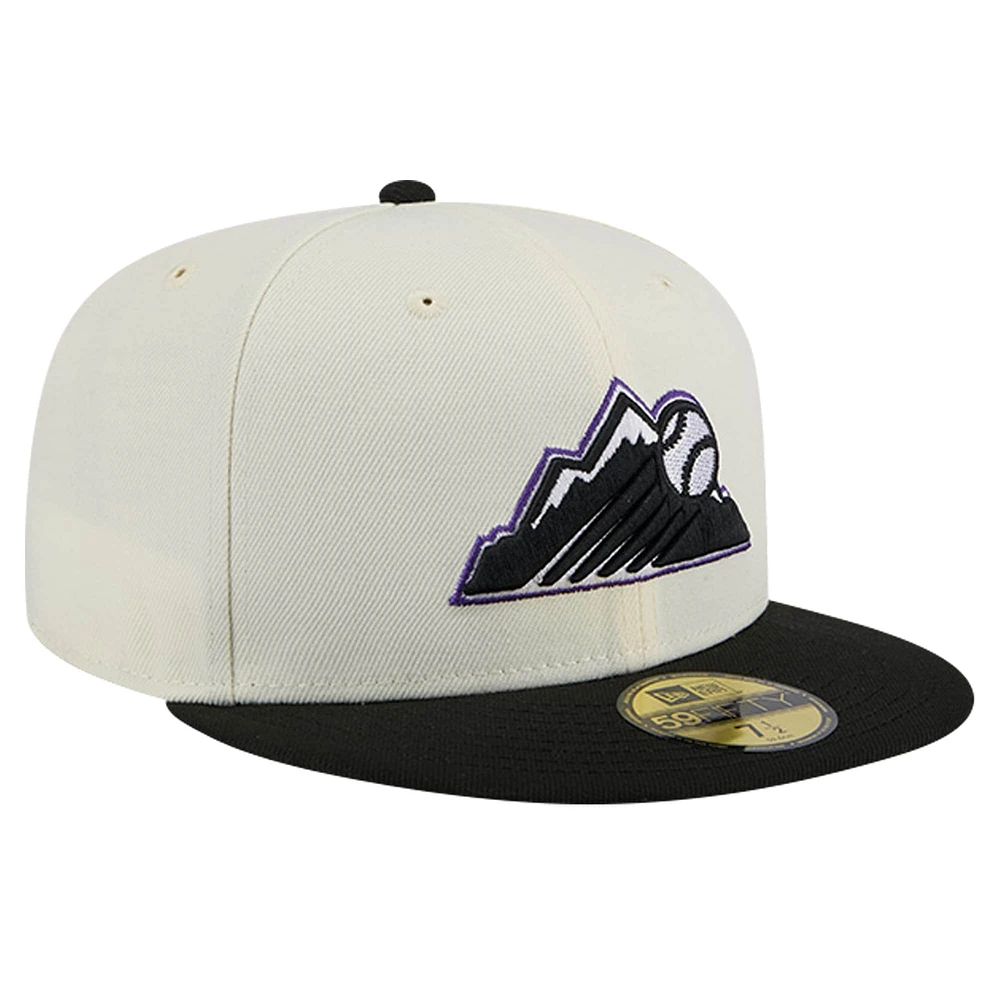 Casquette ajustée 59FIFTY New Era pour hommes, Colorado Rockies Mountain Chrome, blanche