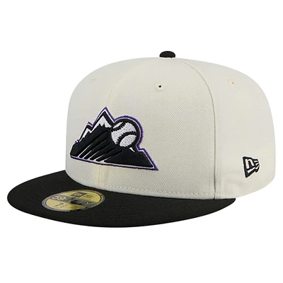 Casquette ajustée 59FIFTY New Era pour hommes, Colorado Rockies Mountain Chrome, blanche