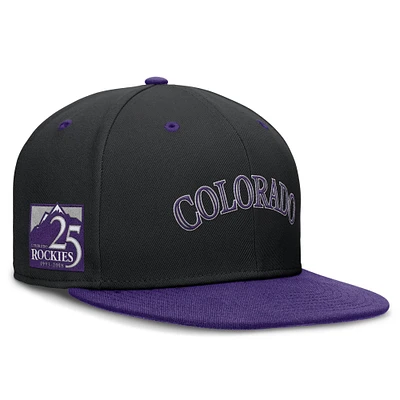 Casquette Nike noire/violette pour homme Colorado Rockies True Primetime Two-Tone Performance Fitted