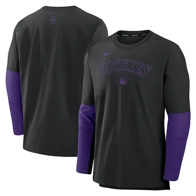 Men's Nike Black/Purple Colorado Rockies Authentic Collection Player Lightweight Performance Long Sleeve Top