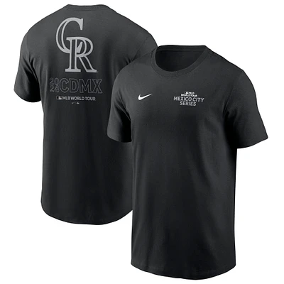 T-shirt Nike noir Colorado Rockies 2024 MLB World Tour Mexico City Series pour homme