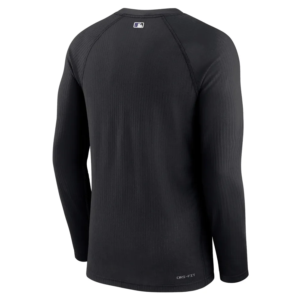 Men's Colorado Rockies Nike Black Authentic Collection Game Raglan  Performance Long Sleeve T-Shirt