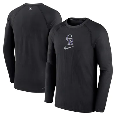 Men's Nike Black Colorado Rockies Authentic Collection Game Raglan Performance Long Sleeve T-Shirt