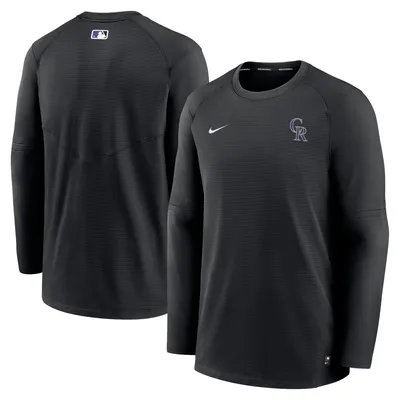 T-shirt à manches longues avec logo Nike Colorado Rockies Authentic Collection pour homme, noir