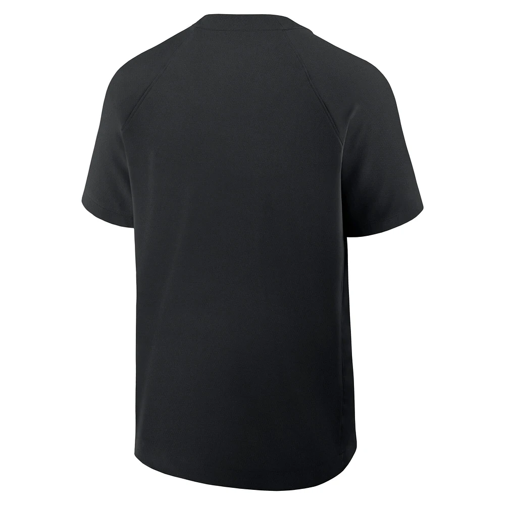 Coupe-vent à manches courtes raglan Nike Colorado Rockies Authentic Collection pour homme, noir