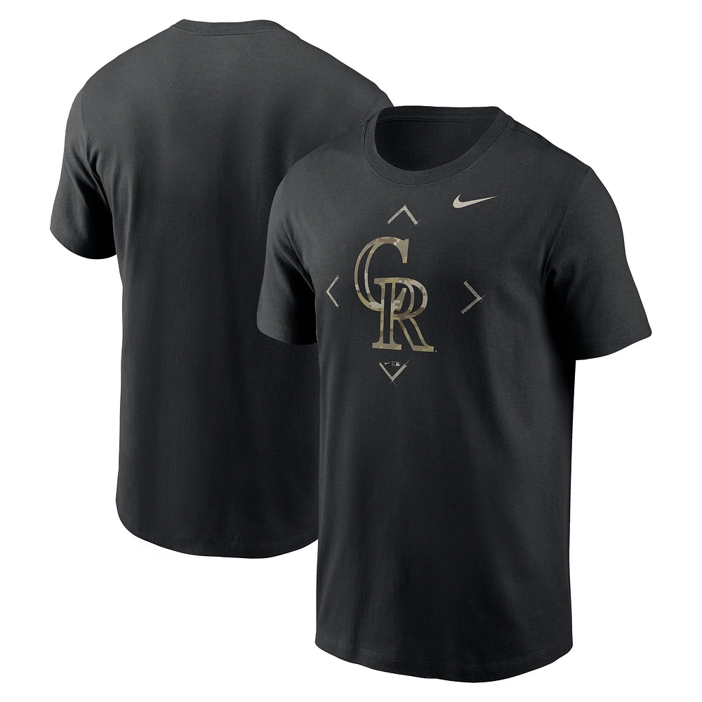 T-shirt à logo camouflage Colorado Rockies Nike noir pour homme