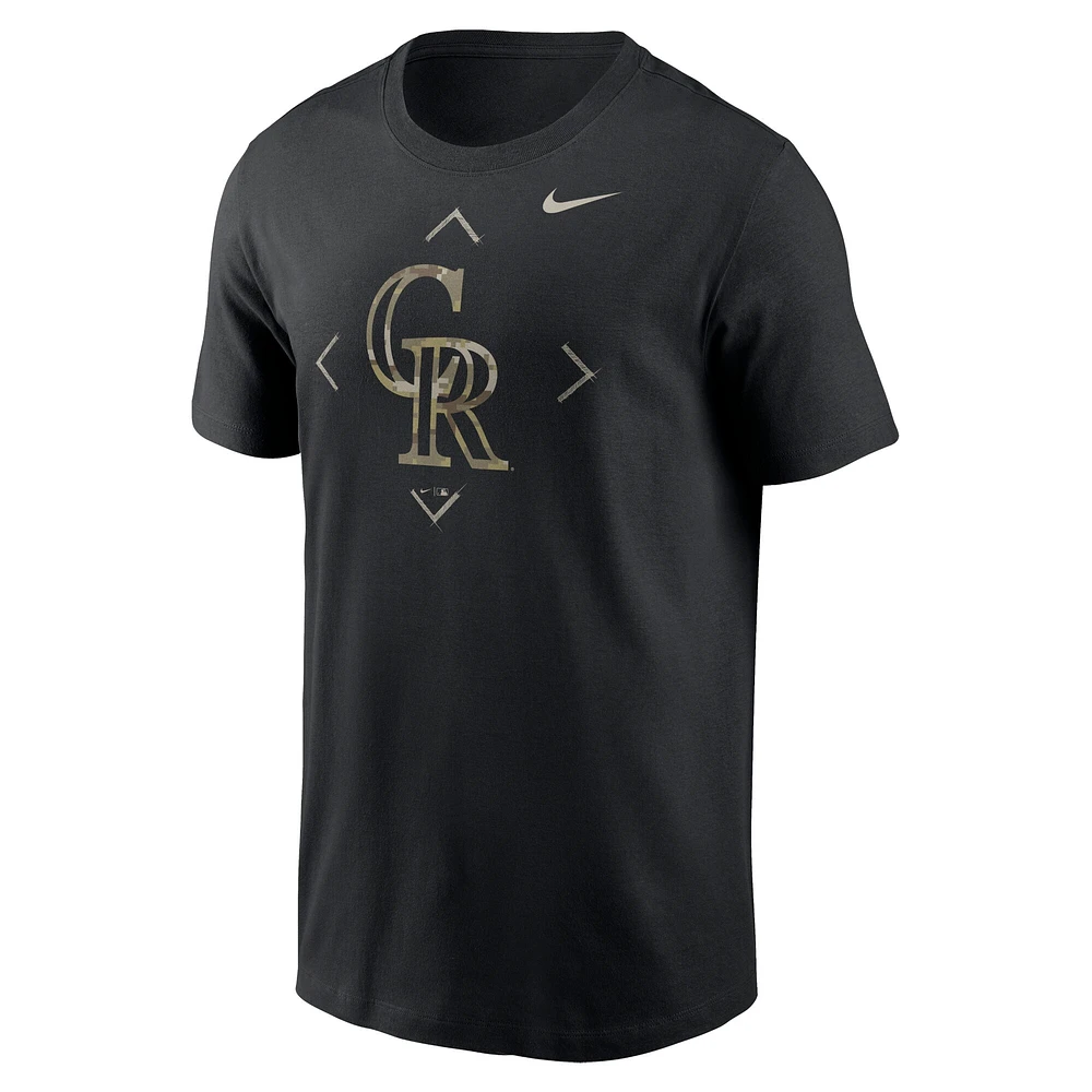 T-shirt à logo camouflage Colorado Rockies Nike noir pour homme