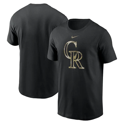 T-shirt de l'équipe à logo camouflage Nike Colorado Rockies pour homme, noir